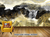Avikalp Exclusive AVZ0645 New Chinese Ink Landscape Gold Background Wall HD 3D Wallpaper