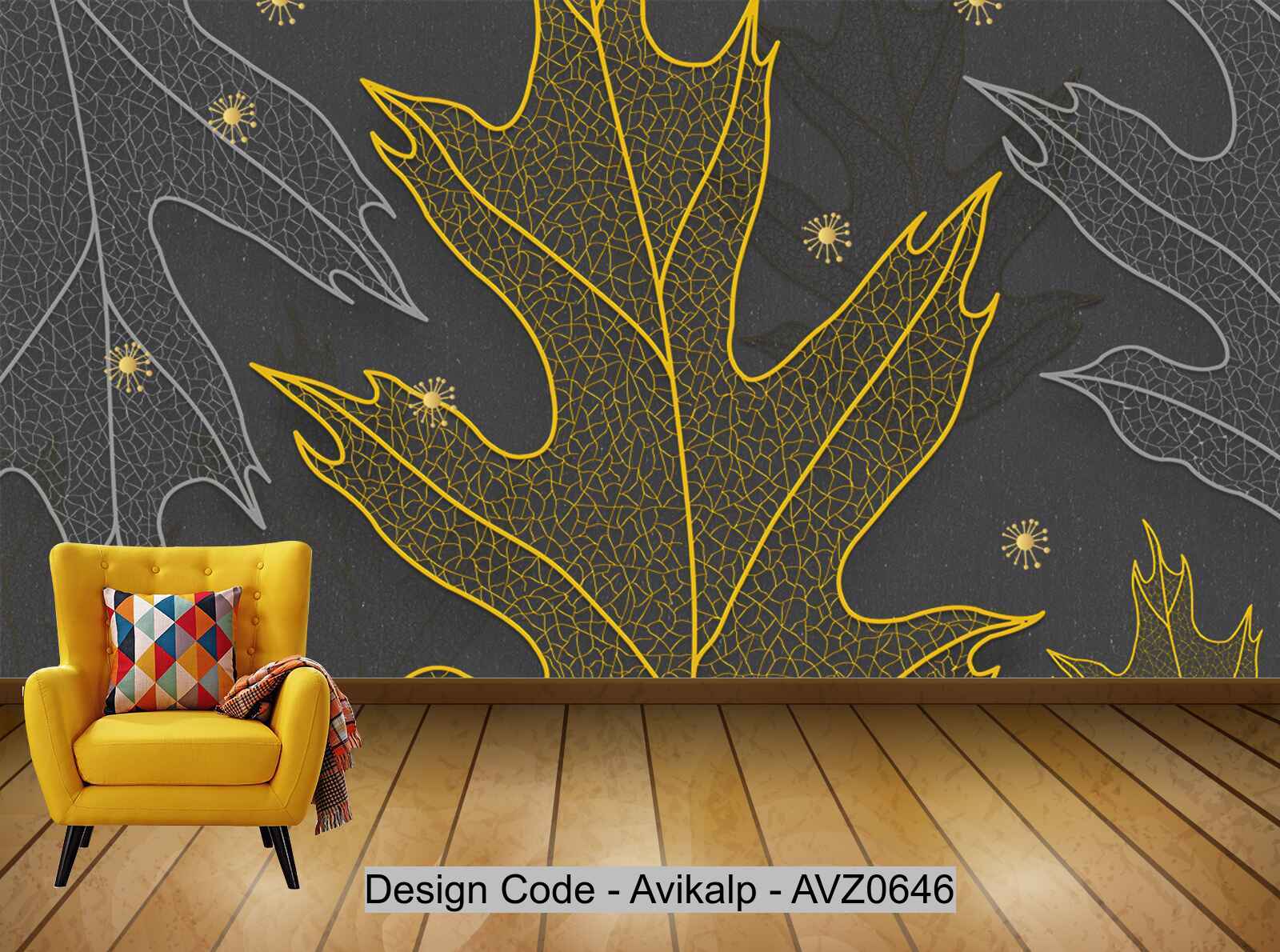 Avikalp Exclusive AVZ0646 Modern Minimalistic Textured Leaves Texture Tv Background Wall HD 3D Wallpaper