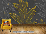 Avikalp Exclusive AVZ0646 Modern Minimalistic Textured Leaves Texture Tv Background Wall HD 3D Wallpaper