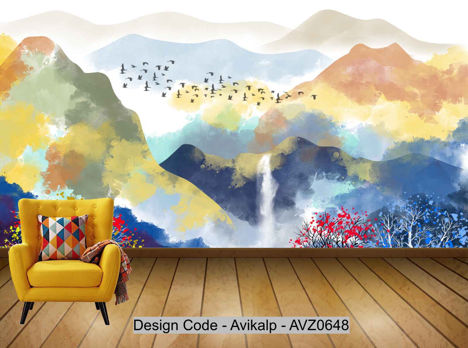 Avikalp Exclusive AVZ0648 Chinese Style Abstract Landscape Tv Background Wall HD 3D Wallpaper