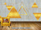 Avikalp Exclusive AVZ0651 Modern Minimalistic Geometric Golden Textured Tv Background Wall HD 3D Wallpaper