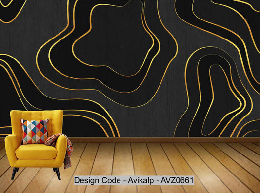 Avikalp Exclusive AVZ0661 Modern Minimalistic Geometric Lines Tv Background Wall HD 3D Wallpaper