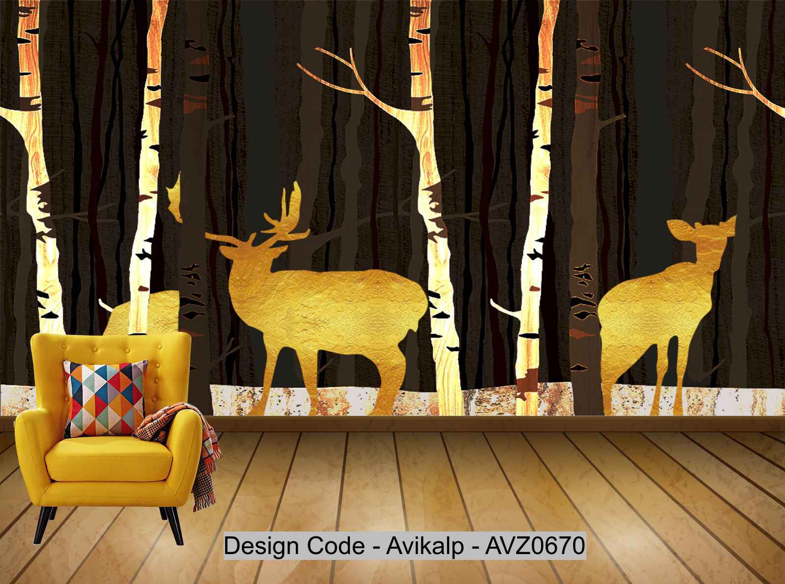 Avikalp Exclusive AVZ0670 Modern Minimalist Natural Landscape Texture Golden Tv Background Wall HD 3D Wallpaper
