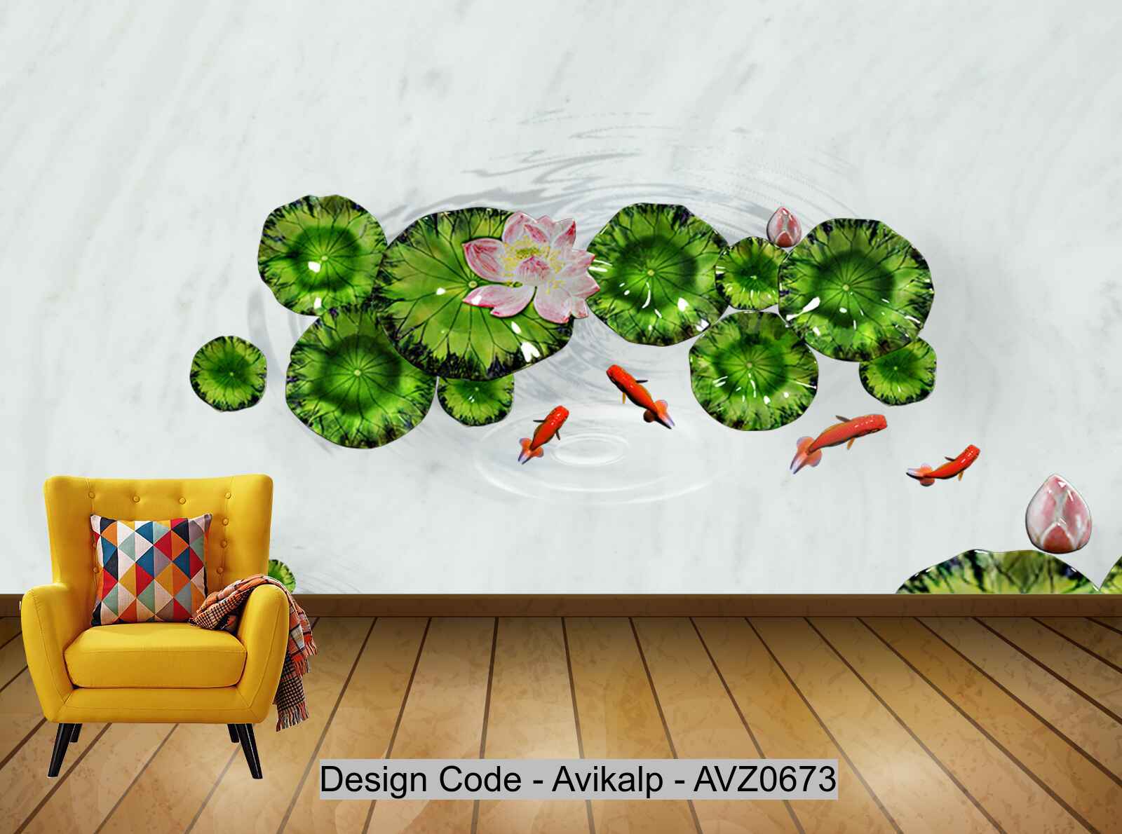 Avikalp Exclusive AVZ0673 3d Lotus Squid Illustration Background Wall HD 3D Wallpaper