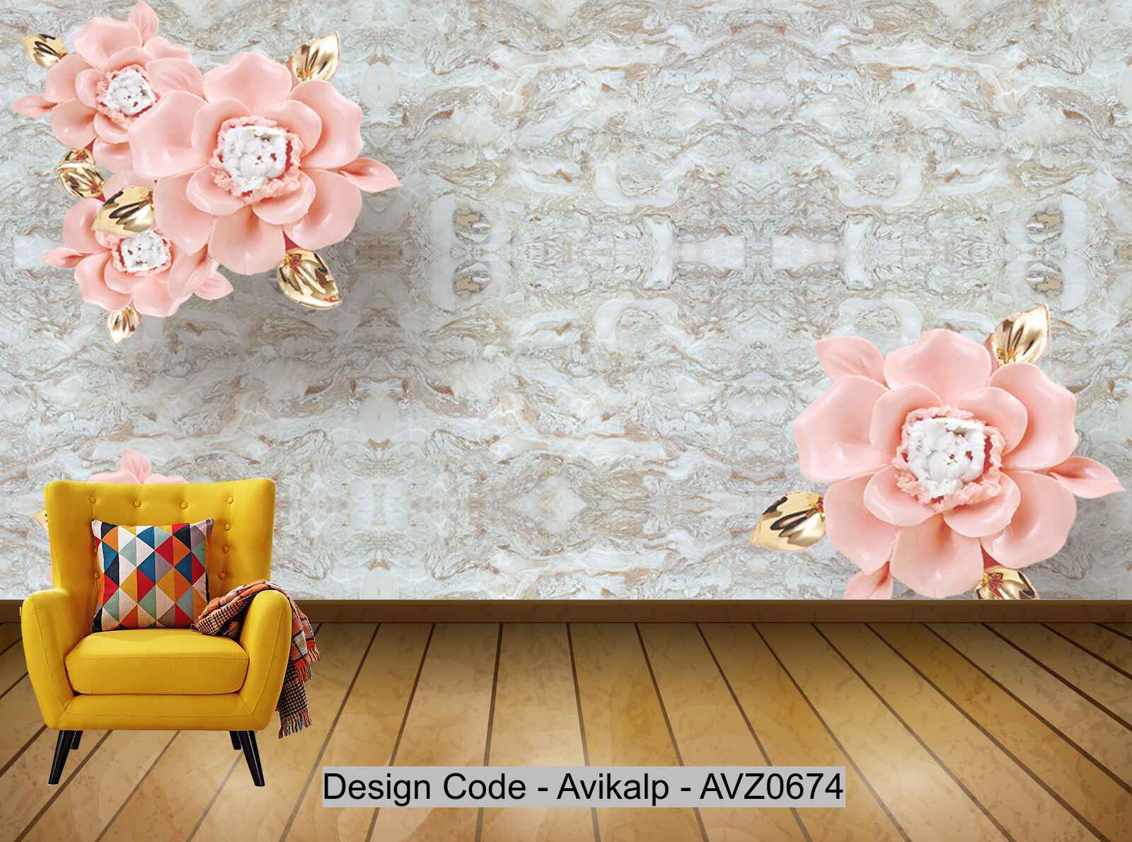 Avikalp Exclusive AVZ0674 Modern Style Flower Marble Tv Background Wall HD 3D Wallpaper