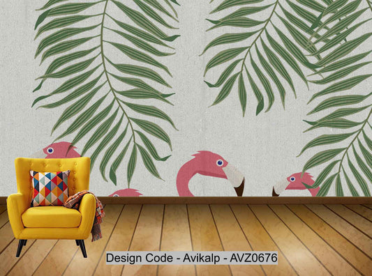 Avikalp Exclusive AVZ0676 Modern Minimalist Nordic Style Natural Flora And Fauna Tv Background Wall HD 3D Wallpaper