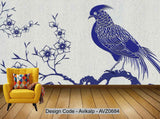 Avikalp Exclusive AVZ0684 Modern Minimalistic Texture Flower Bird Tv Background Wall HD 3D Wallpaper