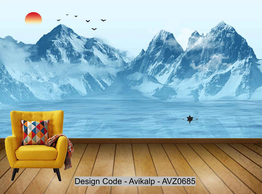 Avikalp Exclusive AVZ0685 Simple New Chinese Ink Landscape Abstract Tv Background Decorative Painting HD 3D Wallpaper