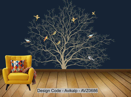 Avikalp Exclusive AVZ0686 Chinese Flower And Bird Tv Background Wall HD 3D Wallpaper