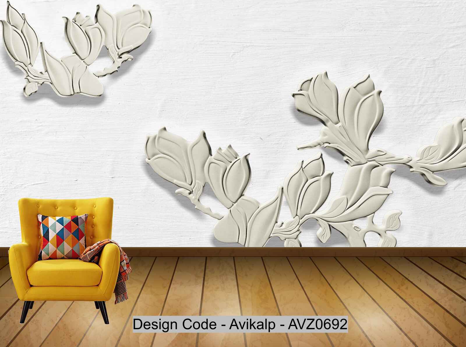 Avikalp Exclusive AVZ0692 Floral Embossed Background Wall 3d Background Wall HD 3D Wallpaper