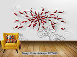 Avikalp Exclusive AVZ0698 3d Lotus Pond Carp Embossed Tv Background Wall HD 3D Wallpaper