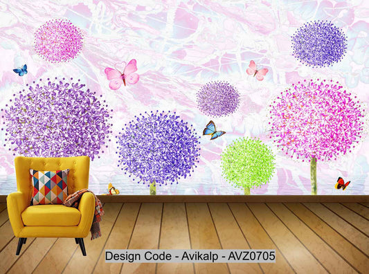 Avikalp Exclusive AVZ0705 Nordic Minimalist Beautiful Dream Dandelion Background Wall Decorative Painting HD 3D Wallpaper