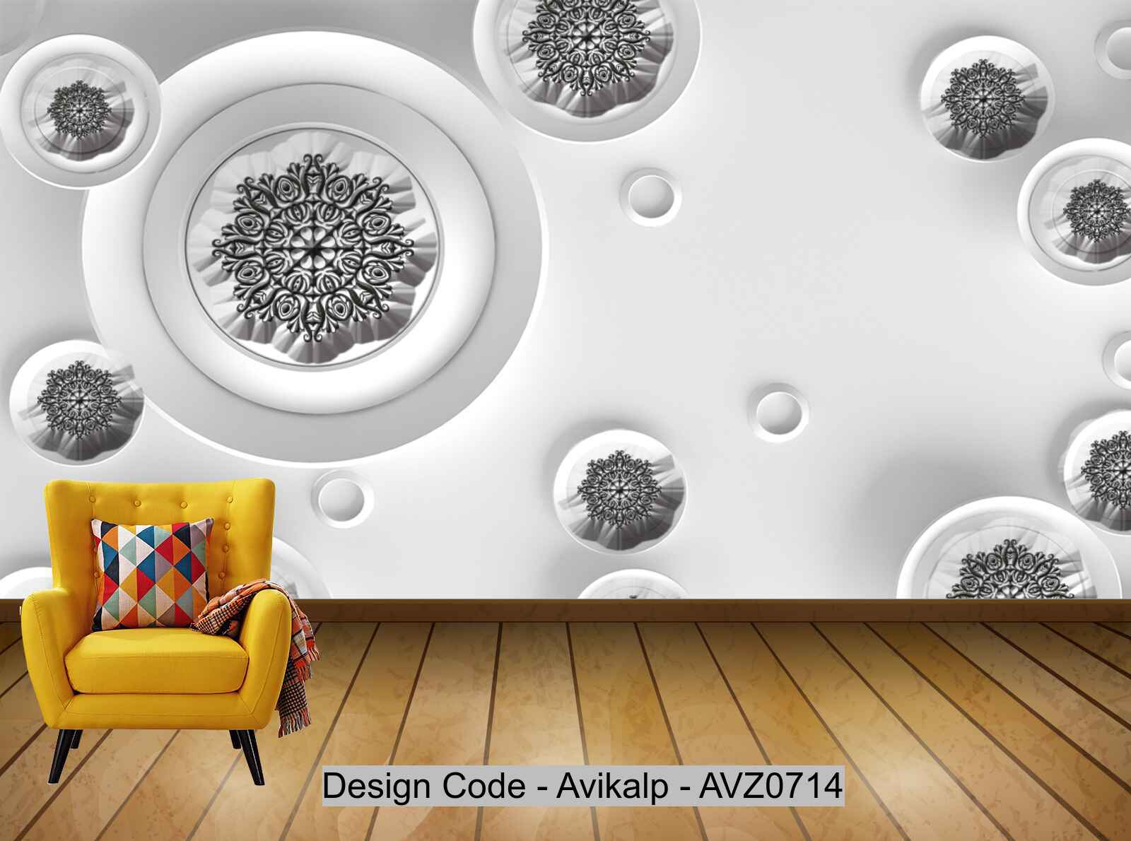 Avikalp Exclusive AVZ0714 White Minimalistic 3D Background Tv Background Wall HD 3D Wallpaper
