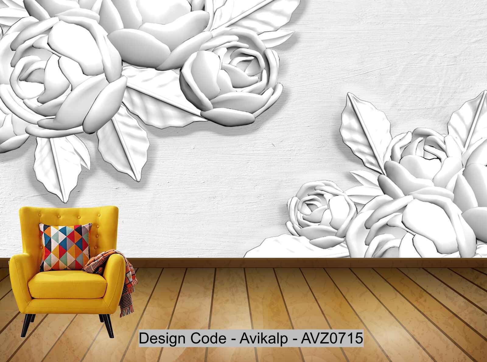 Avikalp Exclusive AVZ0715 3D Embossed Three Dimensional Floral Tv Background Wall HD 3D Wallpaper