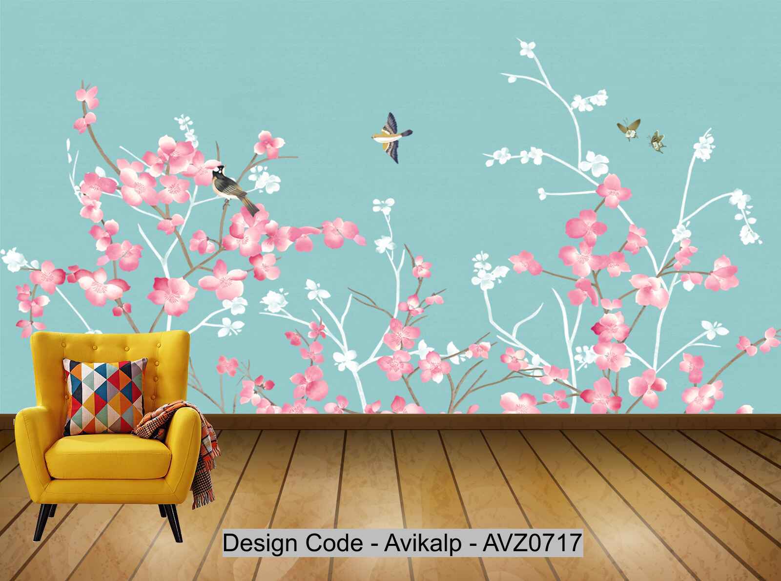 Avikalp Exclusive AVZ0717 New Chinese Magnolia Flower Bird Wall HD 3D Wallpaper