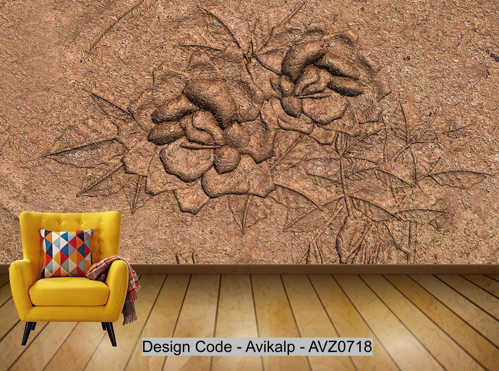 Avikalp Exclusive AVZ0718 3D Embossed Floral Tv Background Wall HD 3D Wallpaper