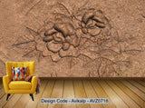 Avikalp Exclusive AVZ0718 3D Embossed Floral Tv Background Wall HD 3D Wallpaper