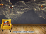 Avikalp Exclusive AVZ0719 Simple Purple Gold Line Tv Background Wall HD 3D Wallpaper