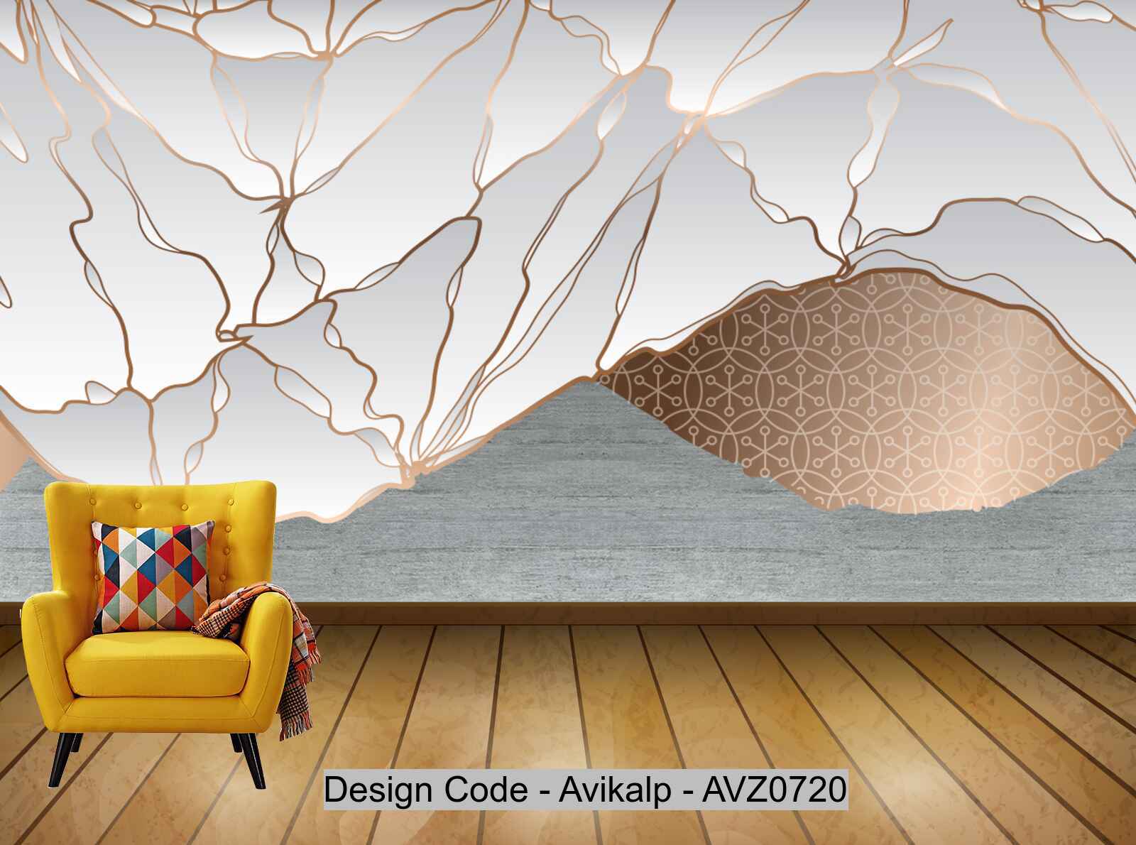 Avikalp Exclusive AVZ0720 Minimalist Gold Lines Imitation Stone Tv Background Wall HD 3D Wallpaper