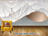 Avikalp Exclusive AVZ0720 Minimalist Gold Lines Imitation Stone Tv Background Wall HD 3D Wallpaper