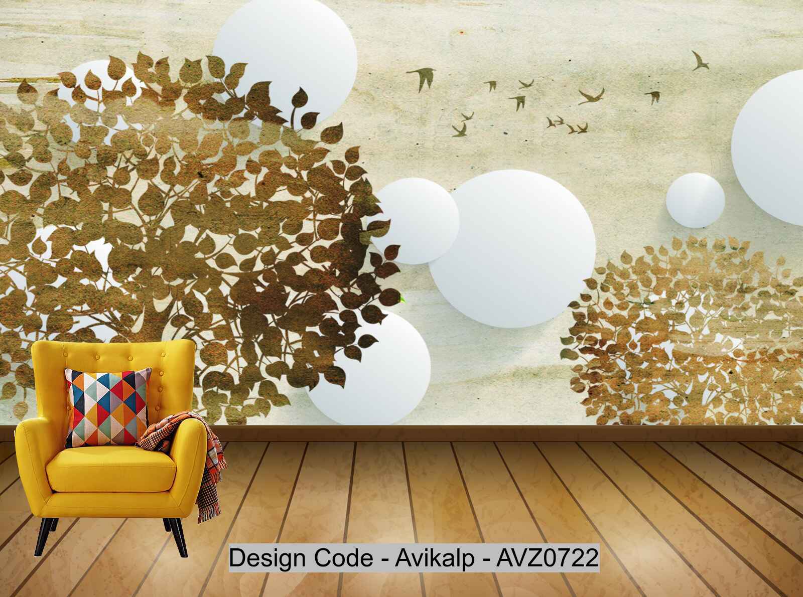 Avikalp Exclusive AVZ0722 Modern Minimalist Tree 3D Circle Tv Background Wall HD 3D Wallpaper