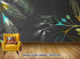 Avikalp Exclusive AVZ0735 Modern Minimalistic Doodle Lines Flowers Tv Background Wall HD 3D Wallpaper