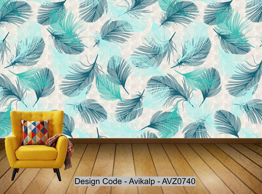 Avikalp Exclusive AVZ0740 Modern Minimalist Feather Decoration Tv Background Wall HD 3D Wallpaper