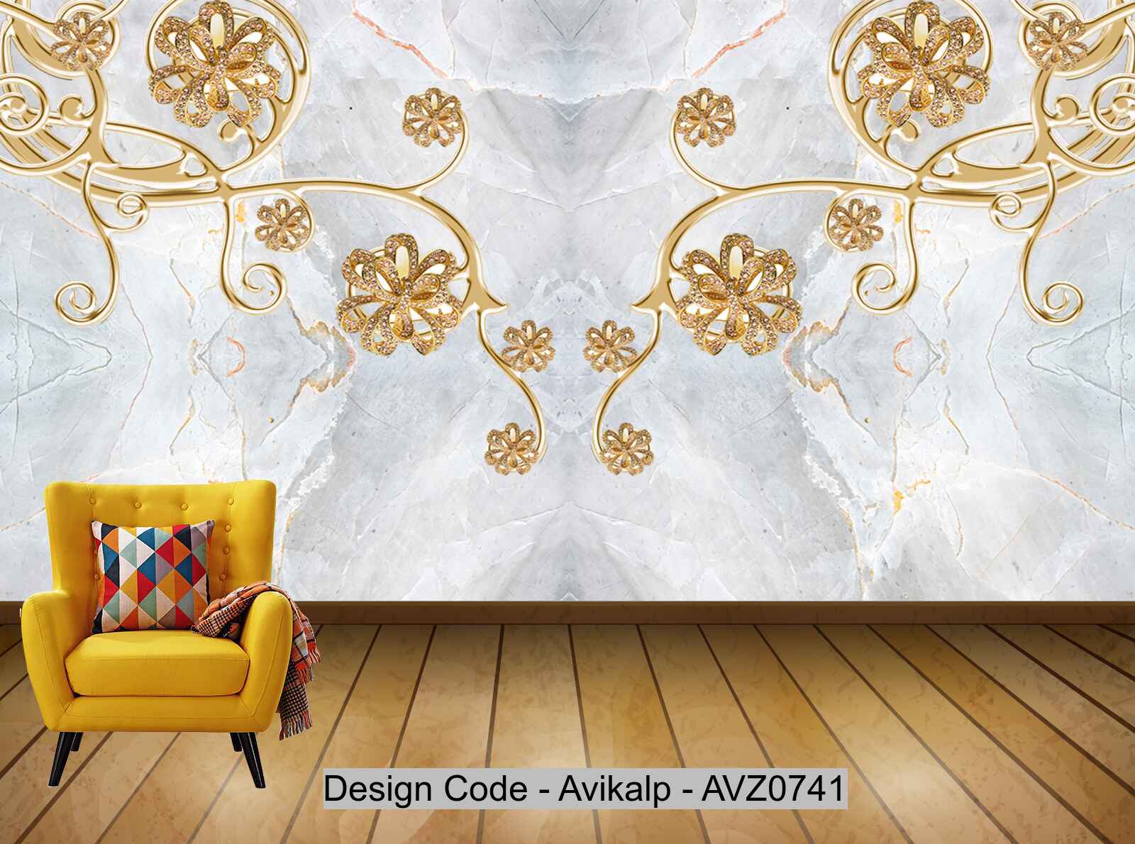 Avikalp Exclusive AVZ0741 Modern Minimalist Embossed 3D Jewelry Tv Background Wall HD 3D Wallpaper