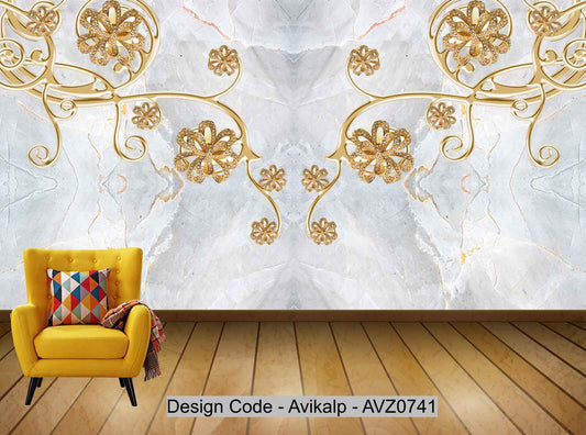 Avikalp Exclusive AVZ0741 Modern Minimalist Embossed 3D Jewelry Tv Background Wall HD 3D Wallpaper