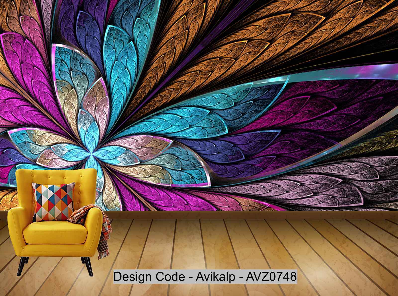 Avikalp Exclusive AVZ0748 3D Butterfly Flower Tv Background Wall HD 3D Wallpaper