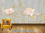 Avikalp Exclusive AVZ0750 Modern Minimalist Three Dimensional Embossed Lotus Tv Background Wall HD 3D Wallpaper