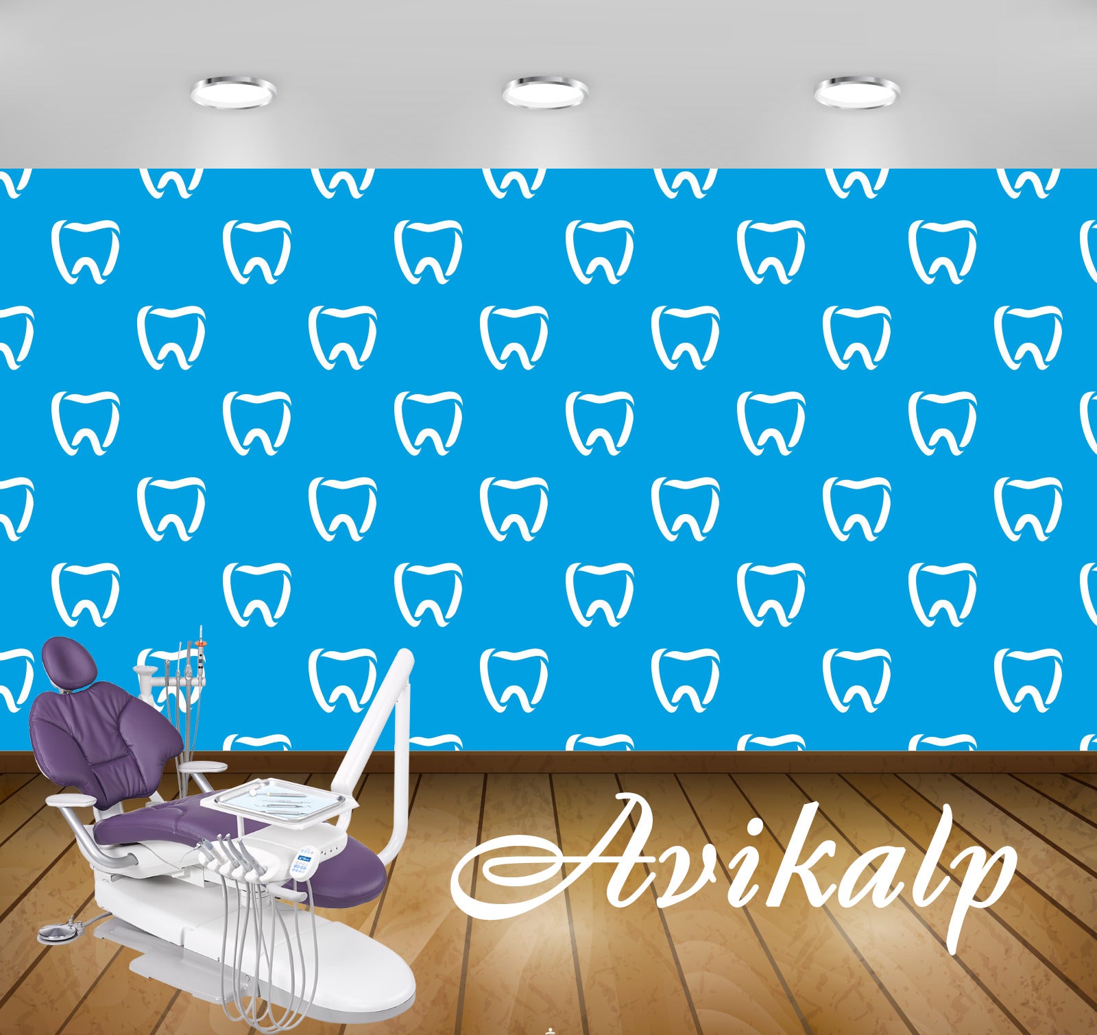 Avikalp Exclusive AWD0012 Dental Clinic Wallpaper Teeth White Outline HD Wallpaper