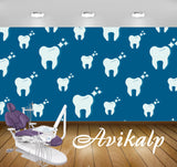 Avikalp Exclusive AWD0013 Dental Clinic Wallpaper Blue Sparkling Teeth HD Wallpaper