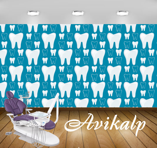 Avikalp Exclusive AWD0016 Dental Clinic Wallpaper Blue White Teeth Small Big HD Wallpaper