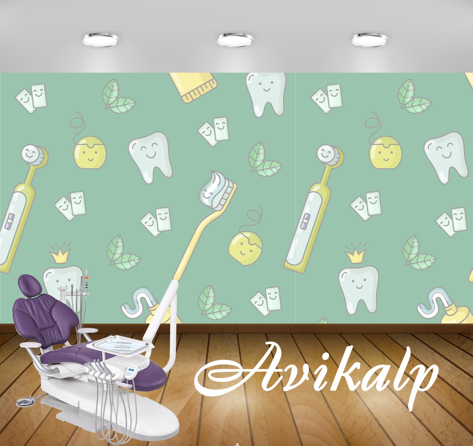 Avikalp Exclusive AWD0022 Dental Clinic Wallpaper Green Leaf Toothbrush Paste HD Wallpaper