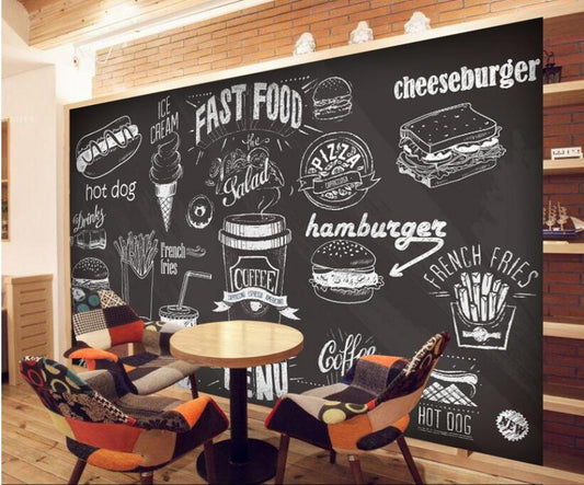 Avikalp Exclusive AWZ0017 Chalkboard Gourmet Dessert Fast Food Coffee Shop HD 3D Wallpaper