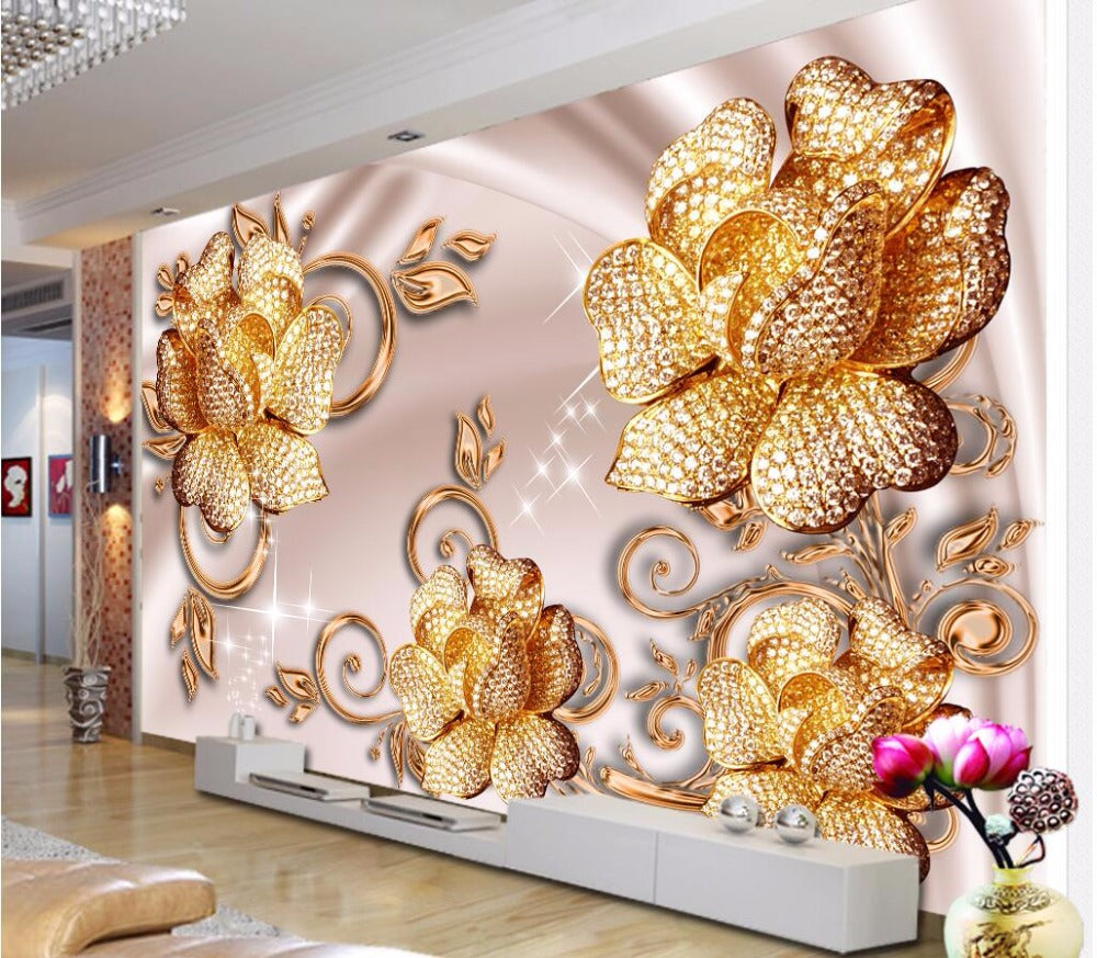 Avikalp Exclusive AWZ0019 Classic Fashion Beautiful Senior Luxury Gold Jewelry Roses HD 3D Wallpaper