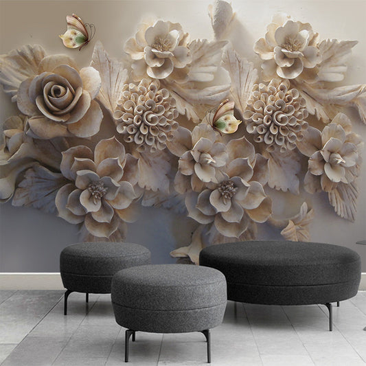 Avikalp Exclusive AWZ0028 European Aesthetic Three Dimensional Relief Flower Butterfly HD 3D Wallpaper