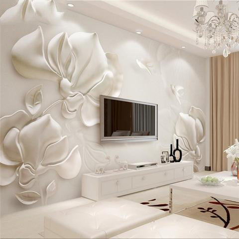 Avikalp Exclusive AWZ0056 Magnolia Flowers Birds White HD 3D Wallpaper