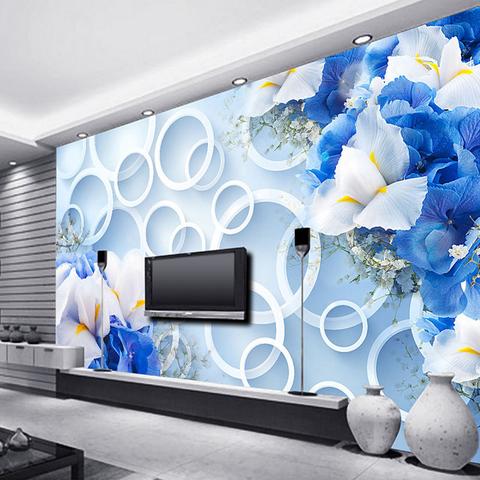 Avikalp Exclusive AWZ0061 Modern Blue Fantasy Fashion Flowers HD 3D Wallpaper