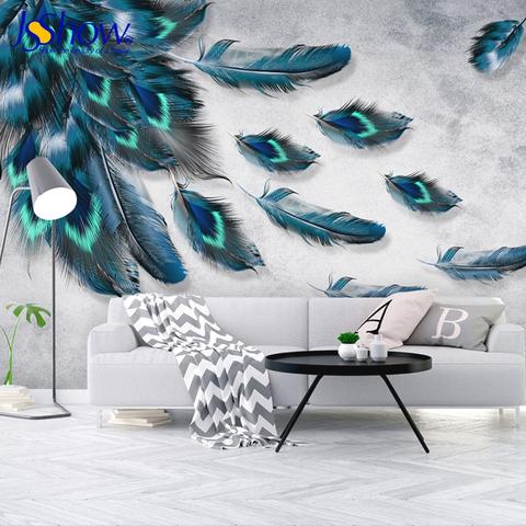 Avikalp Exclusive AWZ0079 Peacock Feather Blue HD 3D Wallpaper