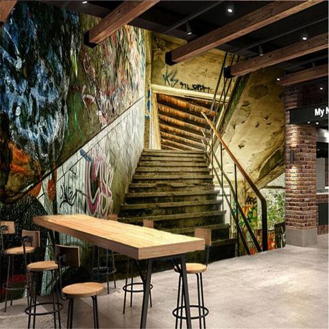 Avikalp Exclusive AWZ0083 Personality Stereo Street Stairs Graffiti Modern HD 3D Wallpaper