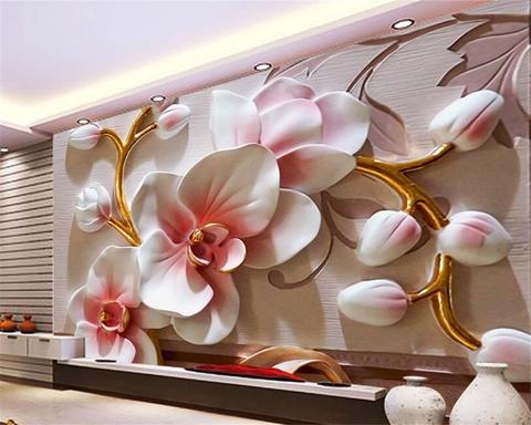 Avikalp Exclusive AWZ0084 Phalaenopsis Relief Wall Modern Fashion Floral Decorative HD 3D Wallpaper