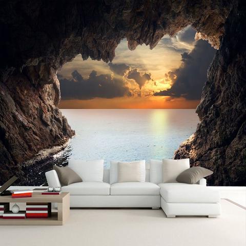 Avikalp Exclusive AWZ0096 Stereoscopic Cave Seascape Sunrise HD 3D Wallpaper