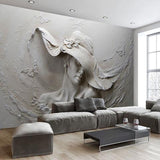 Avikalp Exclusive AWZ0098 Stereoscopic Embossed Gray Beauty Oil Painting Modern Abstract Art HD 3D Wallpaper