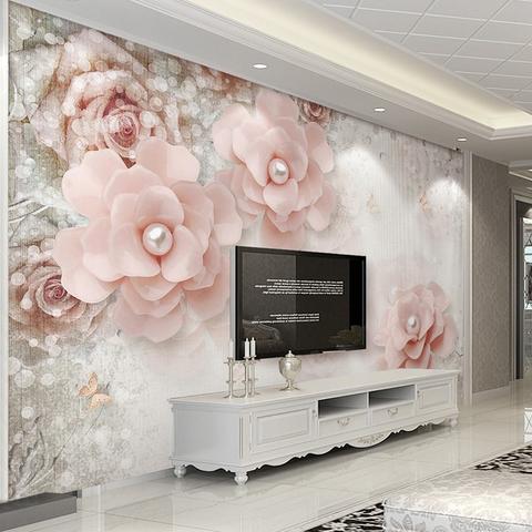 Avikalp Exclusive AWZ0101 Stereoscopic Pearl Pink Flowers European Style HD 3D Wallpaper