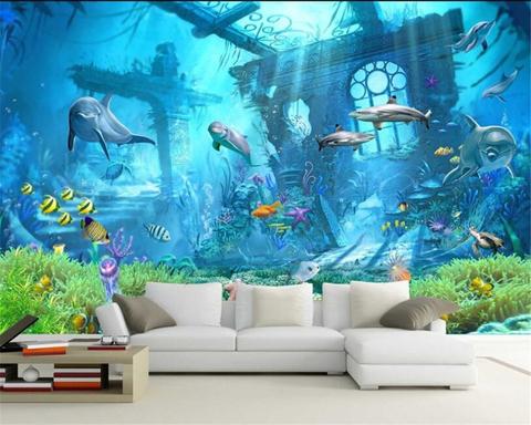 Avikalp Exclusive AWZ0110 Underwater World Ocean Dolphin HD 3D Wallpaper