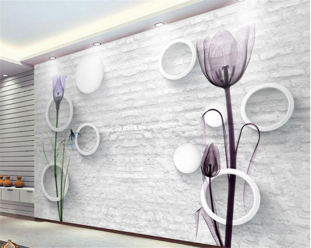 Avikalp Exclusive AWZ0136 3d Wallpaper Modern Personality Tulips Tv Background Interior Decoration Classic Minimalist HD 3D Wallpaper