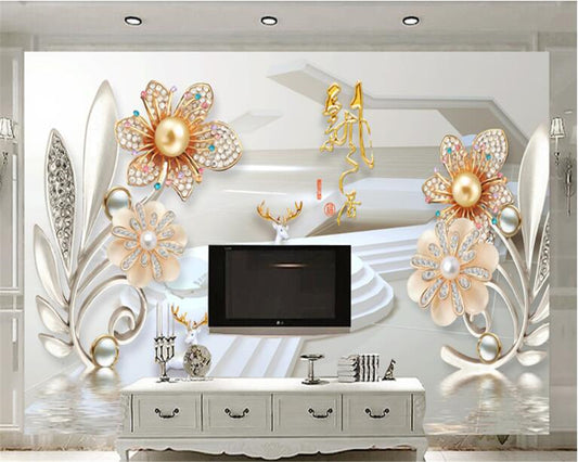 Avikalp Exclusive AWZ0143 Art Plum Fragrance Jewelry 3d Wallpaper Interior Decorative HD 3D Wallpaper