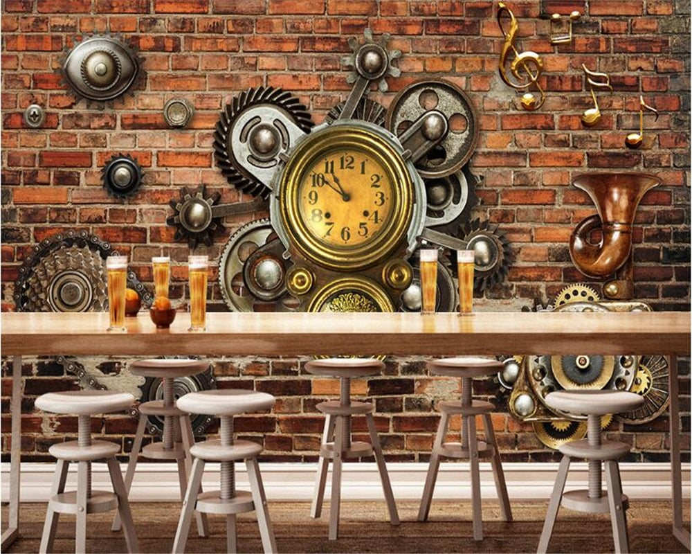Avikalp Exclusive AWZ0149 Classic Interior Decoration Retro Mechanical Gear Retro Watch 3d Stereo HD 3D Wallpaper